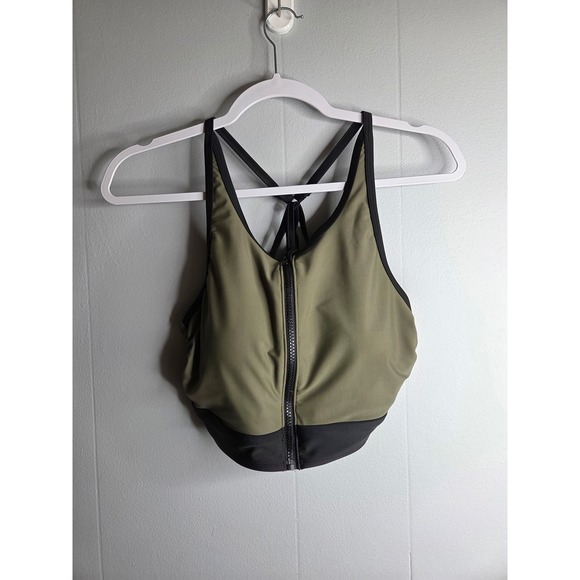 all in motion Other - All in Motion Womens Olive Green Black Front Zip Strappy Racerback Sports Bra M